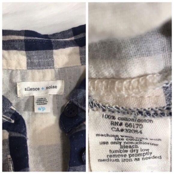 ANTHRO | SILENCE & NOISE PREPPY BLUE GINGHAM BUTTON UP LONG SLEEVE SHIRT DRESS S - Picture 7 of 10